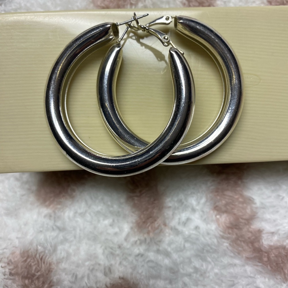 Silver Tone Hoop Earrings